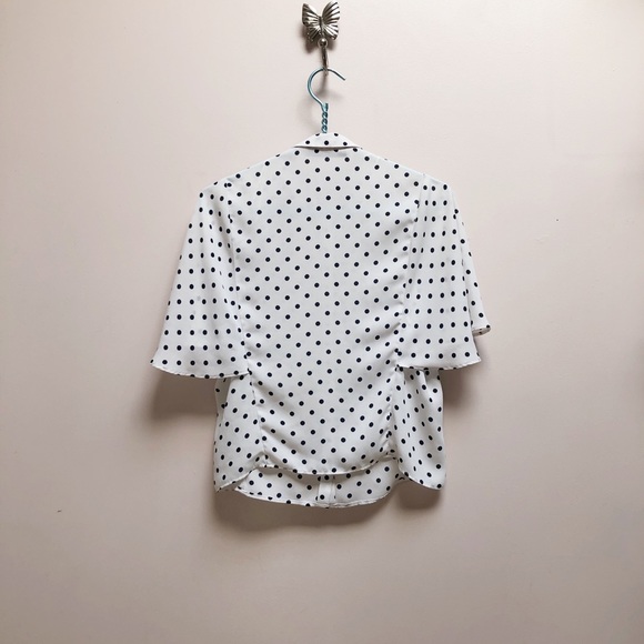 ZARA POLKA DOT CAPE SLEEVE BLOUSE - Picture 8 of 9